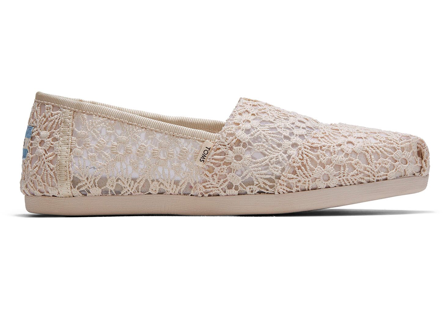 Toms Classics Floral Lace - Womens Alpargata Espadrilles - Beige - NZ - 756904DMG